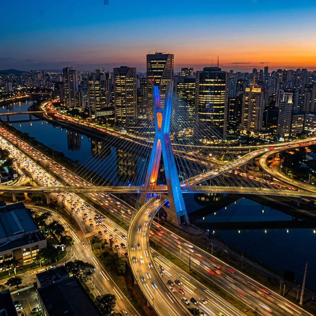 Marginal Pinheiros e Ponte Estaiada - São Paulo